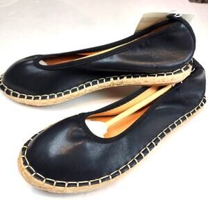 Espadrille Ballet Flats Black Casual Slipon Cushion Comfort Women's Size 7.5 New